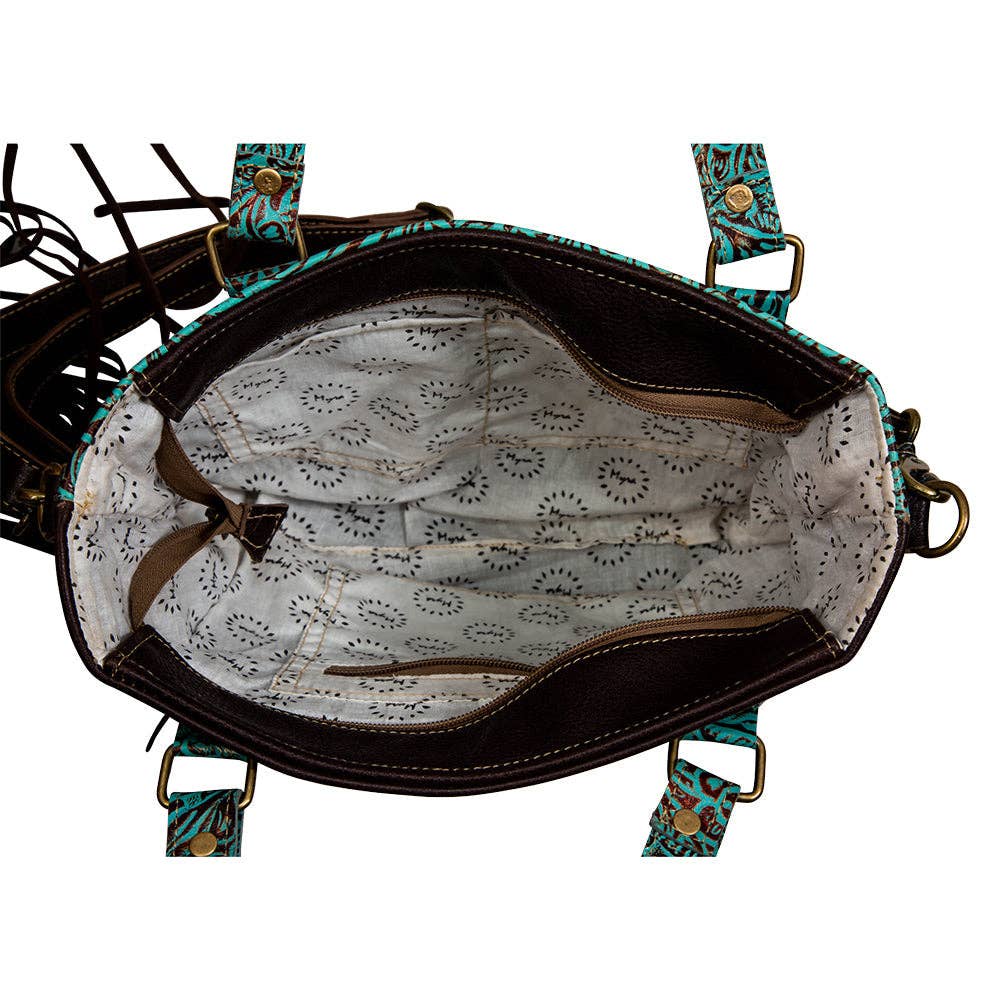 Turquoise Zapata Leather & Hairon Bag