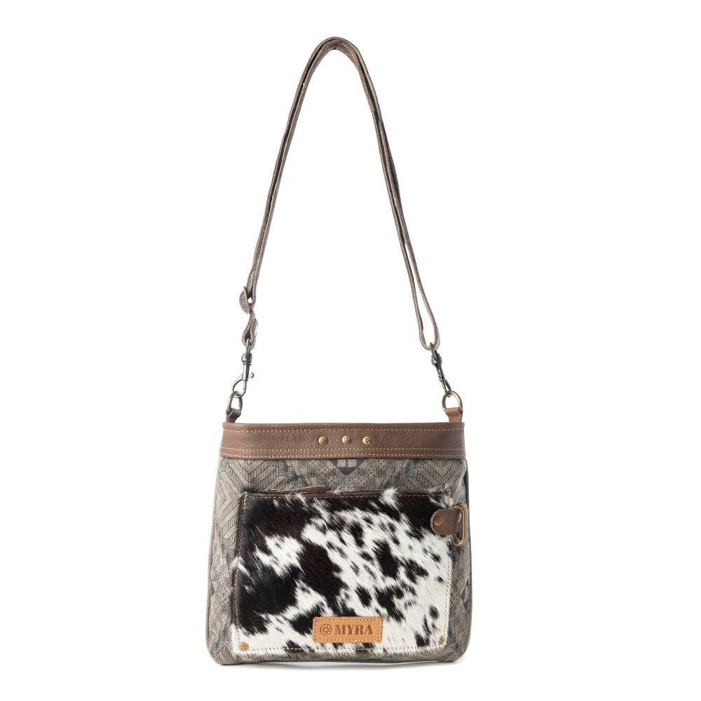 Aztec Hide Western Crossbody Bag for Women in olive with hairon detail: Olive