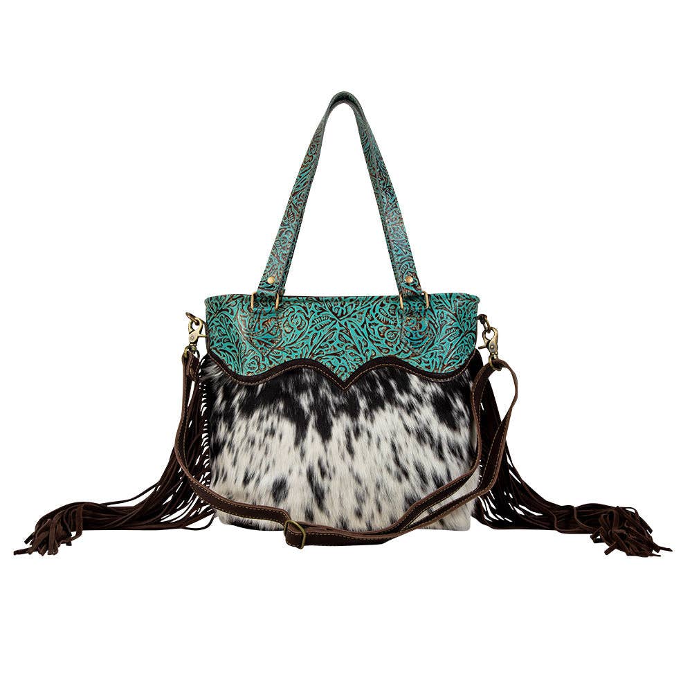 Turquoise Zapata Leather & Hairon Bag
