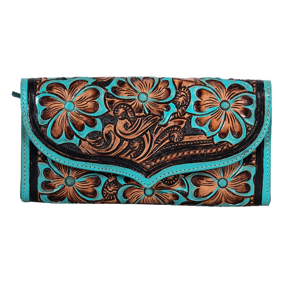 Leather Flower Crest Ridge Wallet