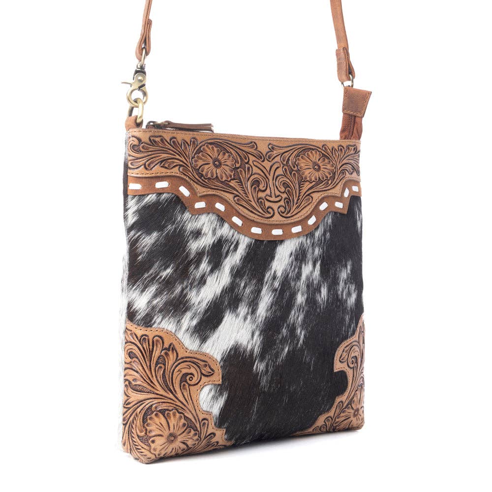 Yellowstone Wind River Handtooled Bag in Midnight Sable: Midnight Sable