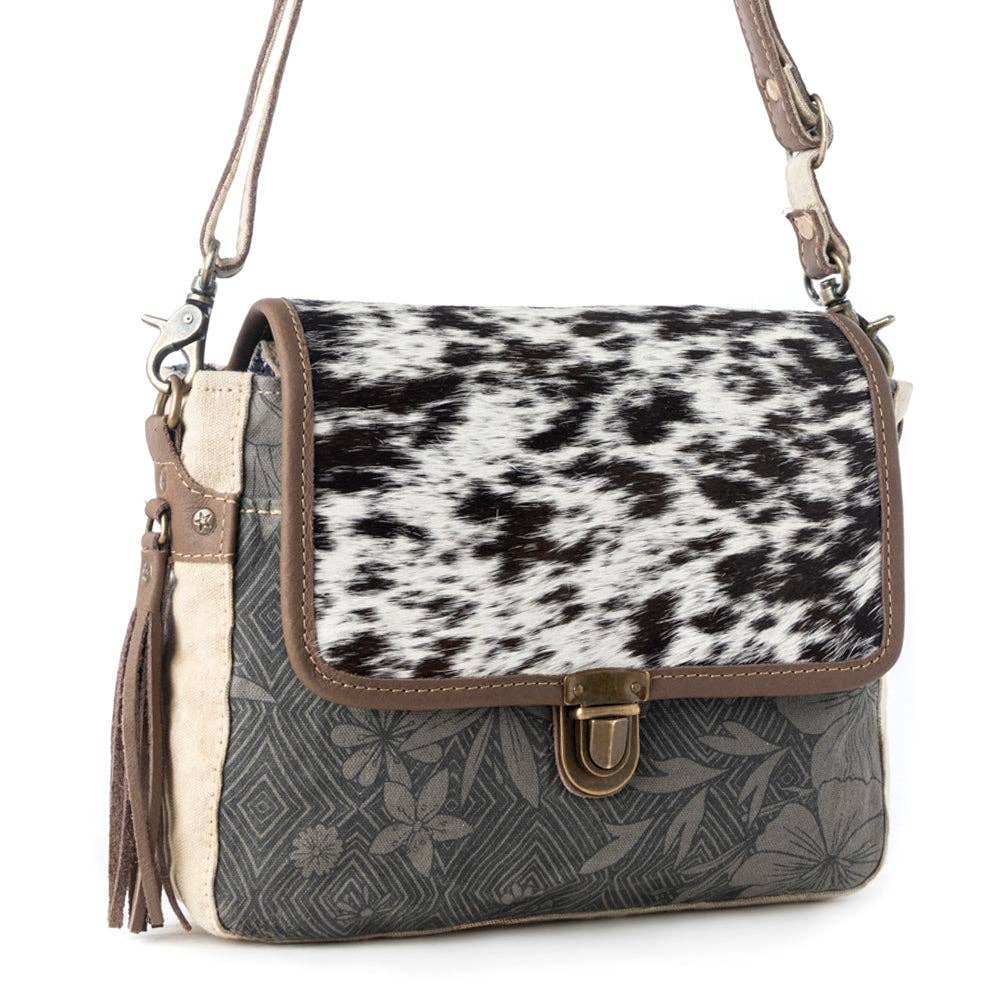 Meadowhide Western Shoulder Bag for Women in Brown with hairon flap: Brown