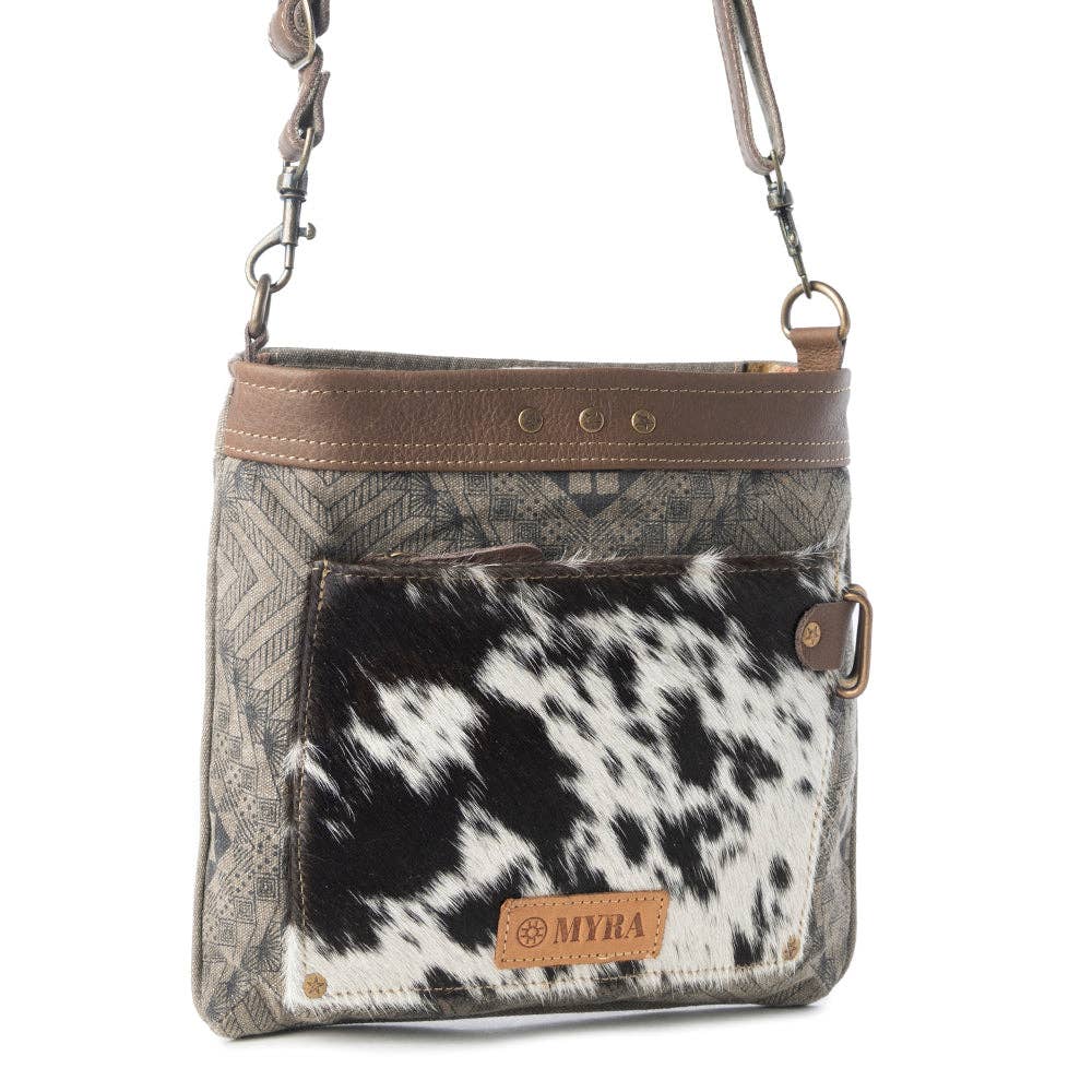 Aztec Hide Western Crossbody Bag for Women in olive with hairon detail: Olive