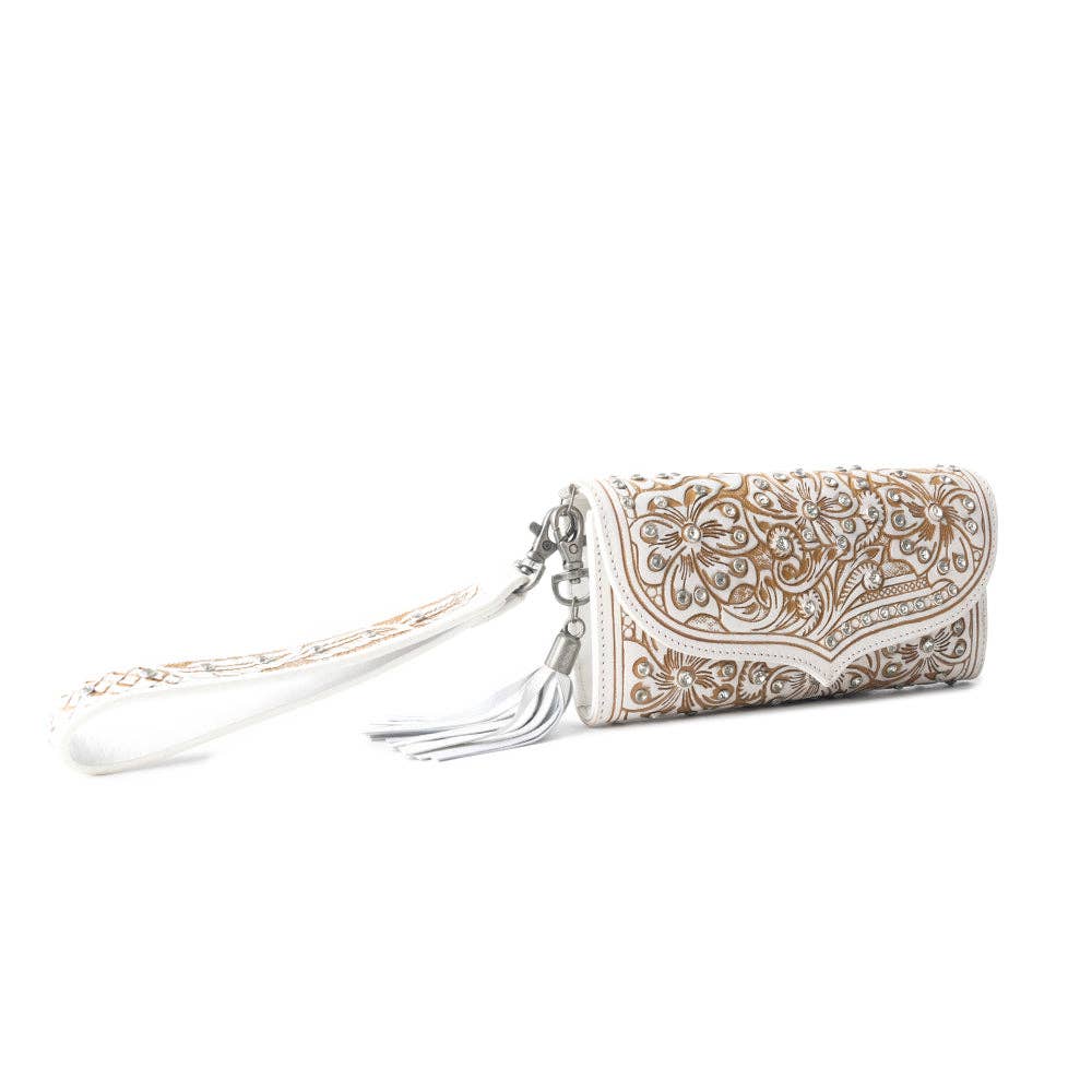 Sparkling Desert Moon Luxe Wallet In Chocolate White: Chocolate White / Single