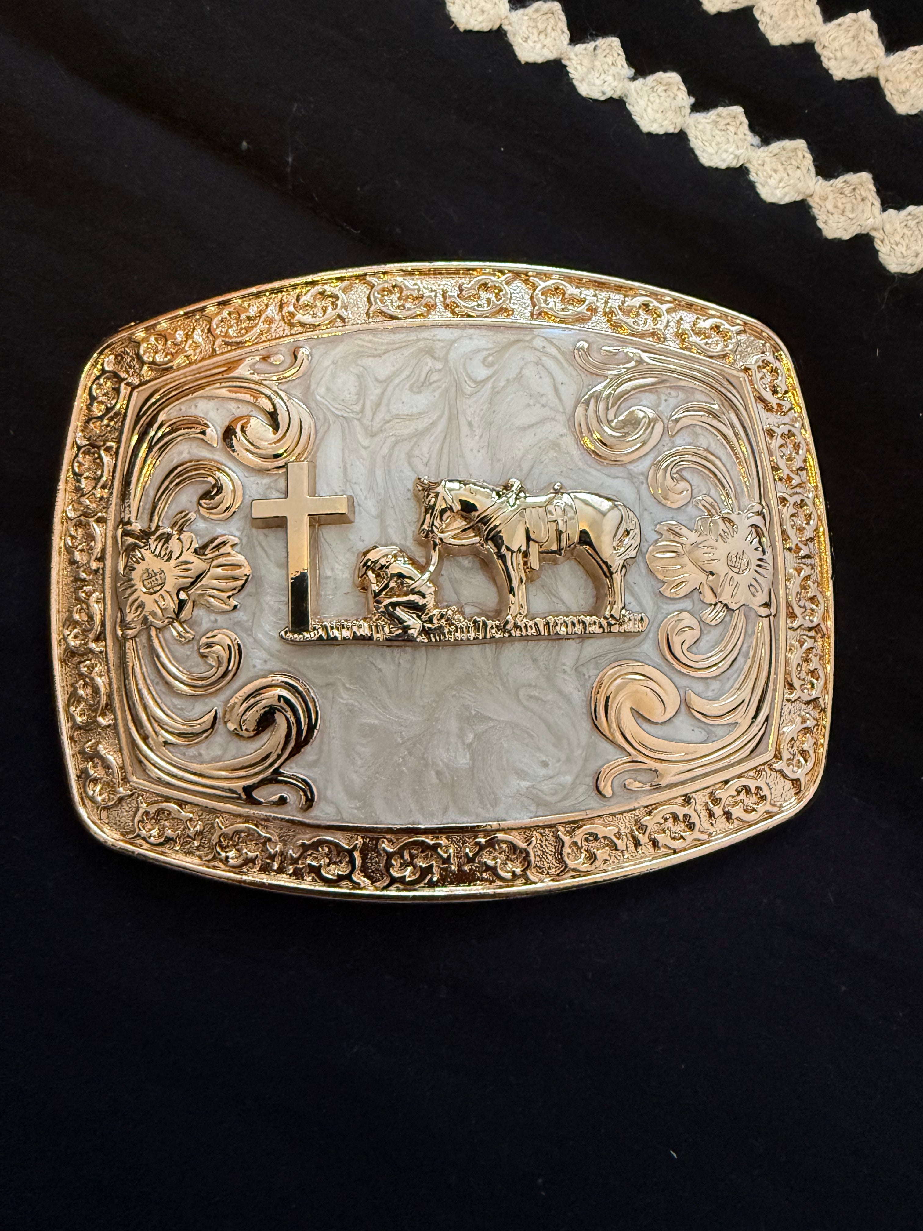 Grace & Grit Praying Cowboy Belt Buckle