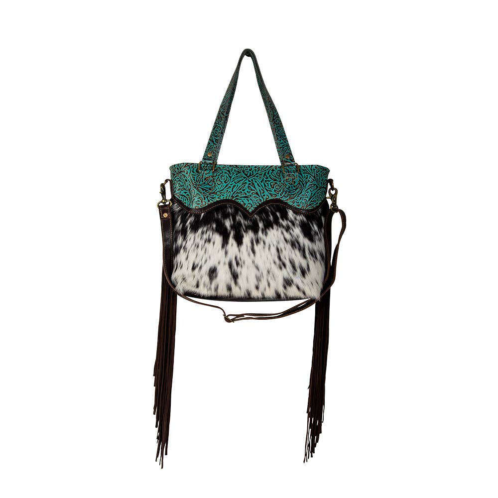 Turquoise Zapata Leather & Hairon Bag