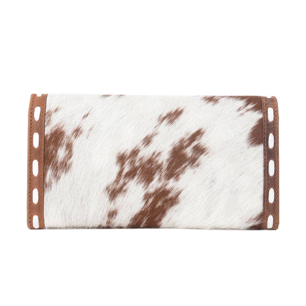 Yellowstone Sienna Stockyard Hairon Leather Women’s Purse in Cream Cocoa: Cream Cocoa