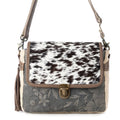 Meadowhide Western Shoulder Bag for Women in Brown with hairon flap: Brown