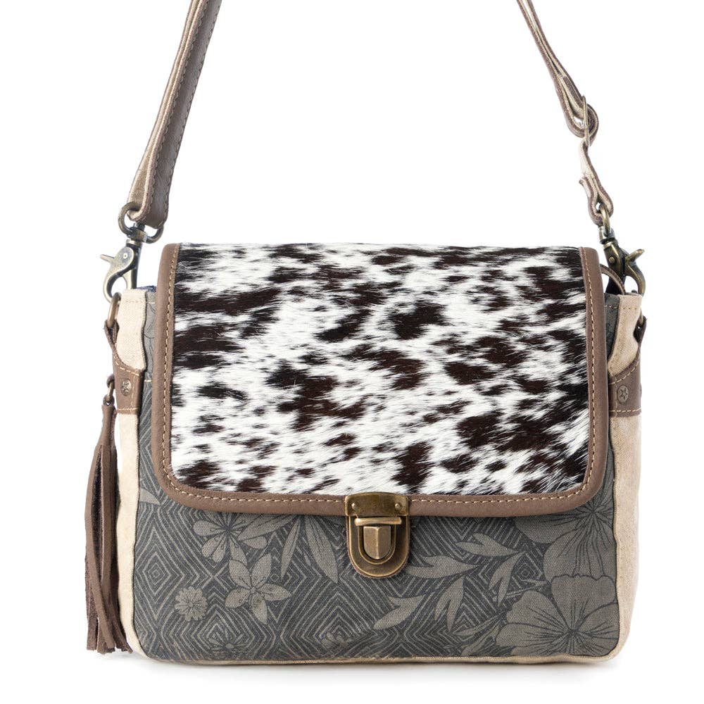Meadowhide Western Shoulder Bag for Women in Brown with hairon flap: Brown