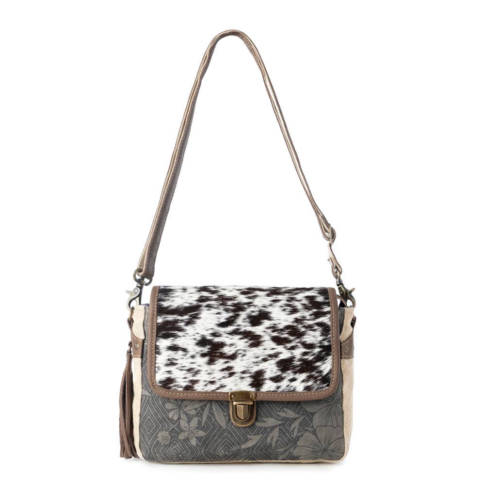 Meadowhide Western Shoulder Bag for Women in Brown with hairon flap: Brown