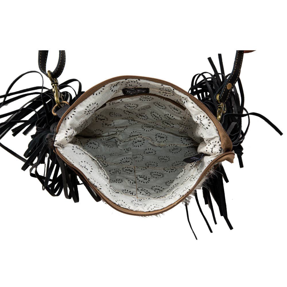 Tumbleweed Trail Fringed Hand-Tooled Cowhide Bag