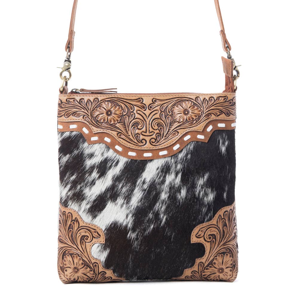 Yellowstone Wind River Handtooled Bag in Midnight Sable: Midnight Sable