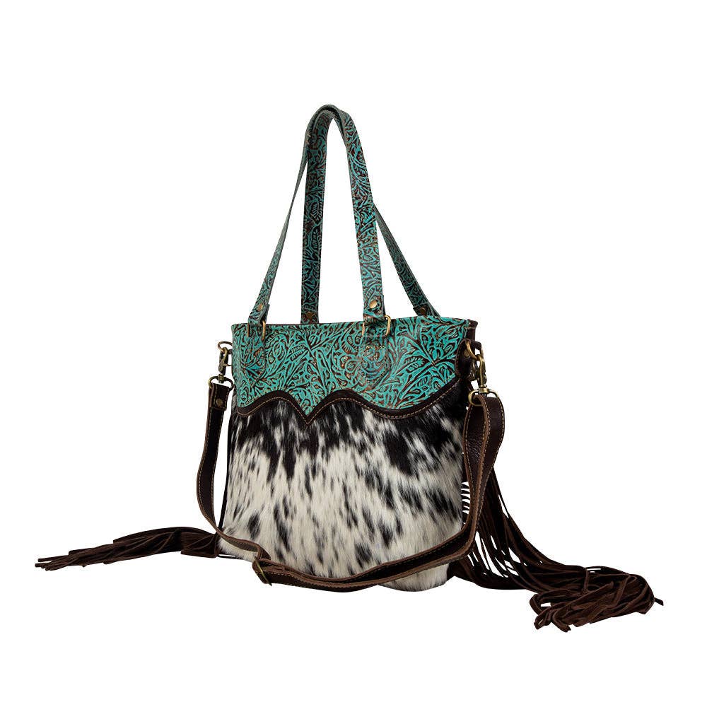 Turquoise Zapata Leather & Hairon Bag