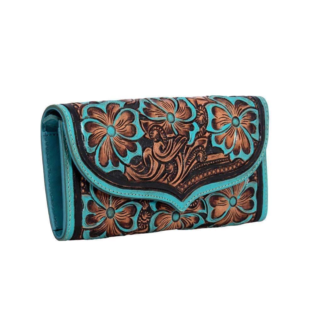 Leather Flower Crest Ridge Wallet