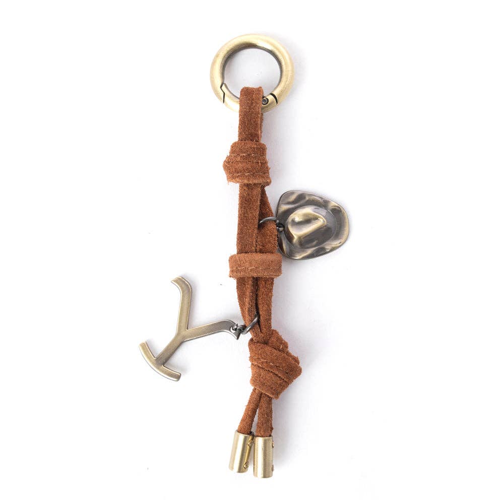 Yellowstone Lariat Loop Leather Key Fob in Warm Ochre